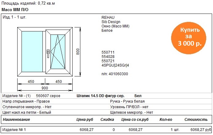 Готовое окно REHAU